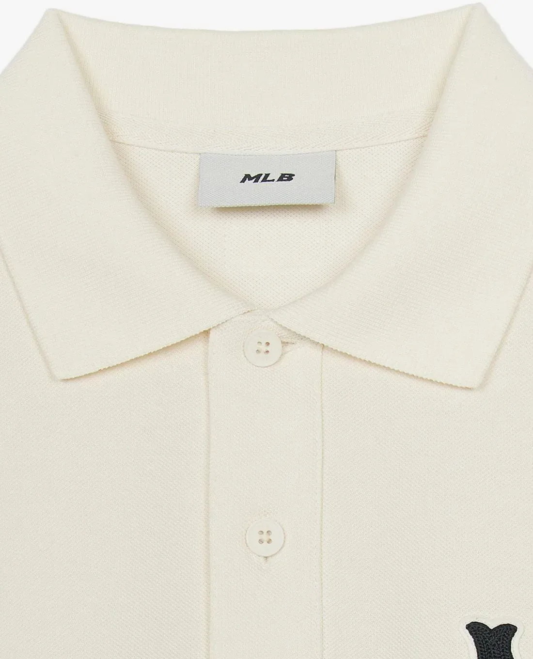 Áo Polo MLB Basic Coopers Logo Overfit NY Màu Kem - Ảnh chi tiết 7